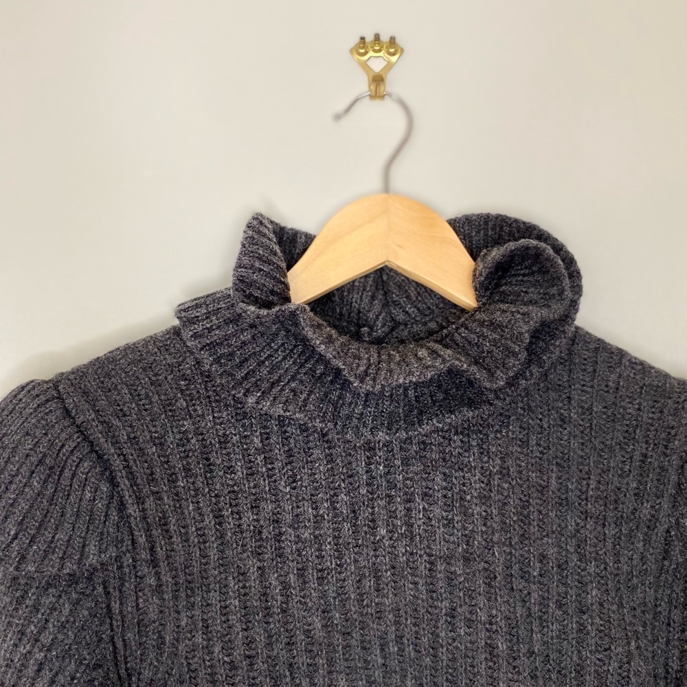 Ganni Gray Wool Rib knit Sweater - Picture 5 of 8